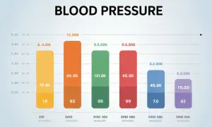 Graphique de tension artérielle. Est-ce que 13-8 est une bonne tension ? Les barres montrent des valeurs variées, certaines très élevées.
