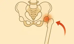 Illustration d'une fracture du col du fémur, un sujet important pour l'espérance de vie après une telle blessure.