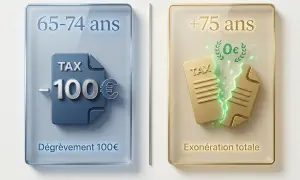 Pour les 65-74 ans, dégrèvement de 100€ sur la taxe. Pour les +75 ans, exonération totale de taxe foncière 2026 sous conditions.