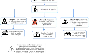 Diagramme expliquant les catégories d'invalidité. La catégorie 2 concerne une personne incapable d'exercer une profession.