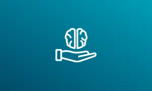 Icône d'un cerveau tenu dans une main, symbolisant la fragilité de la mémoire ou un trouble de la mémoire.