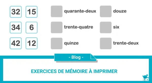 Exercices de mémoire à imprimer pour personnes atteintes d'Alzheimer. Associez les chiffres aux mots correspondants.