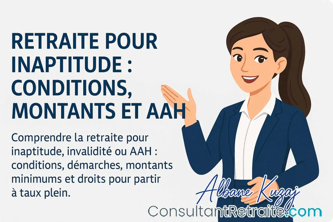 Conseils pour la retraite pour inaptitude, invalidité ou AAH en 2026 : conditions, montants et démarches. Une consultante explique.