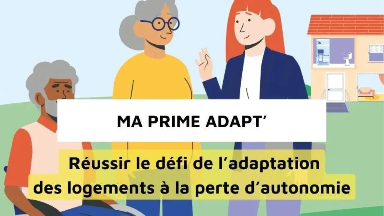 Illustration de personnes âgées et d'une conseillère. Le texte