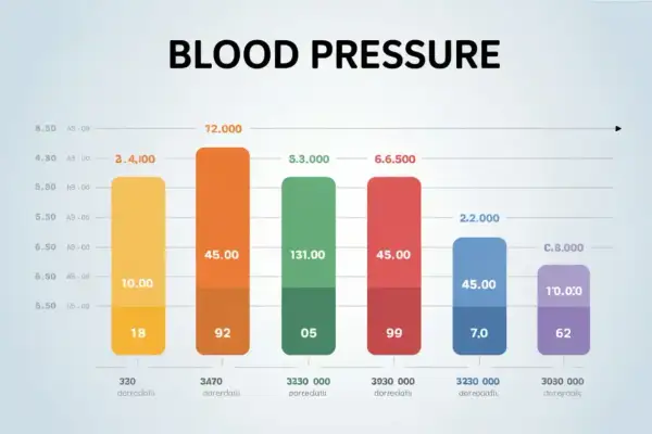 Graphique de tension artérielle. Est-ce que 13-8 est une bonne tension ? Les barres montrent des valeurs variées, certaines très élevées.