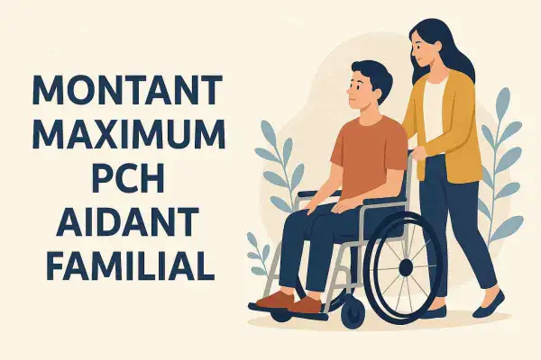 Montant maximum PCH aidant familial : une femme pousse un homme en fauteuil roulant.