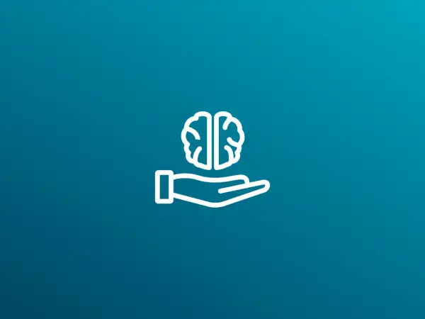 Icône d'un cerveau tenu dans une main, symbolisant la fragilité de la mémoire ou un trouble de la mémoire.