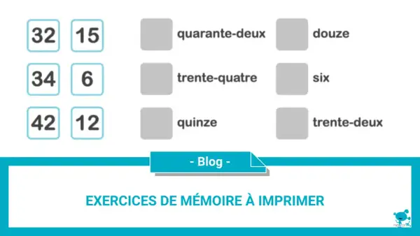Exercices de mémoire à imprimer pour personnes atteintes d'Alzheimer. Associez les chiffres aux mots correspondants.