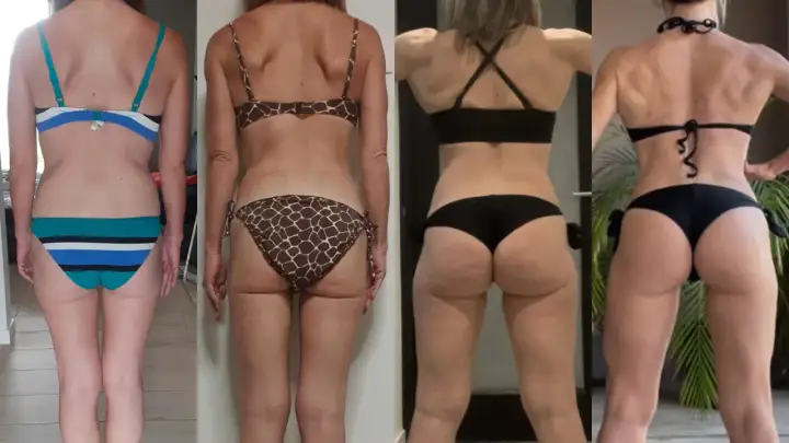 Transformation spectaculaire pour muscler les fessiers à 50 ans. Avant/après impressionnant, montrant le chemin parcouru.